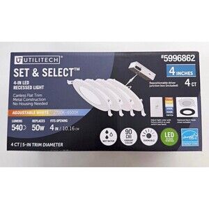 Utilitech Set & Select 4in LED Recessed Trim 2700K-6500K 540lm 4ct 5996862